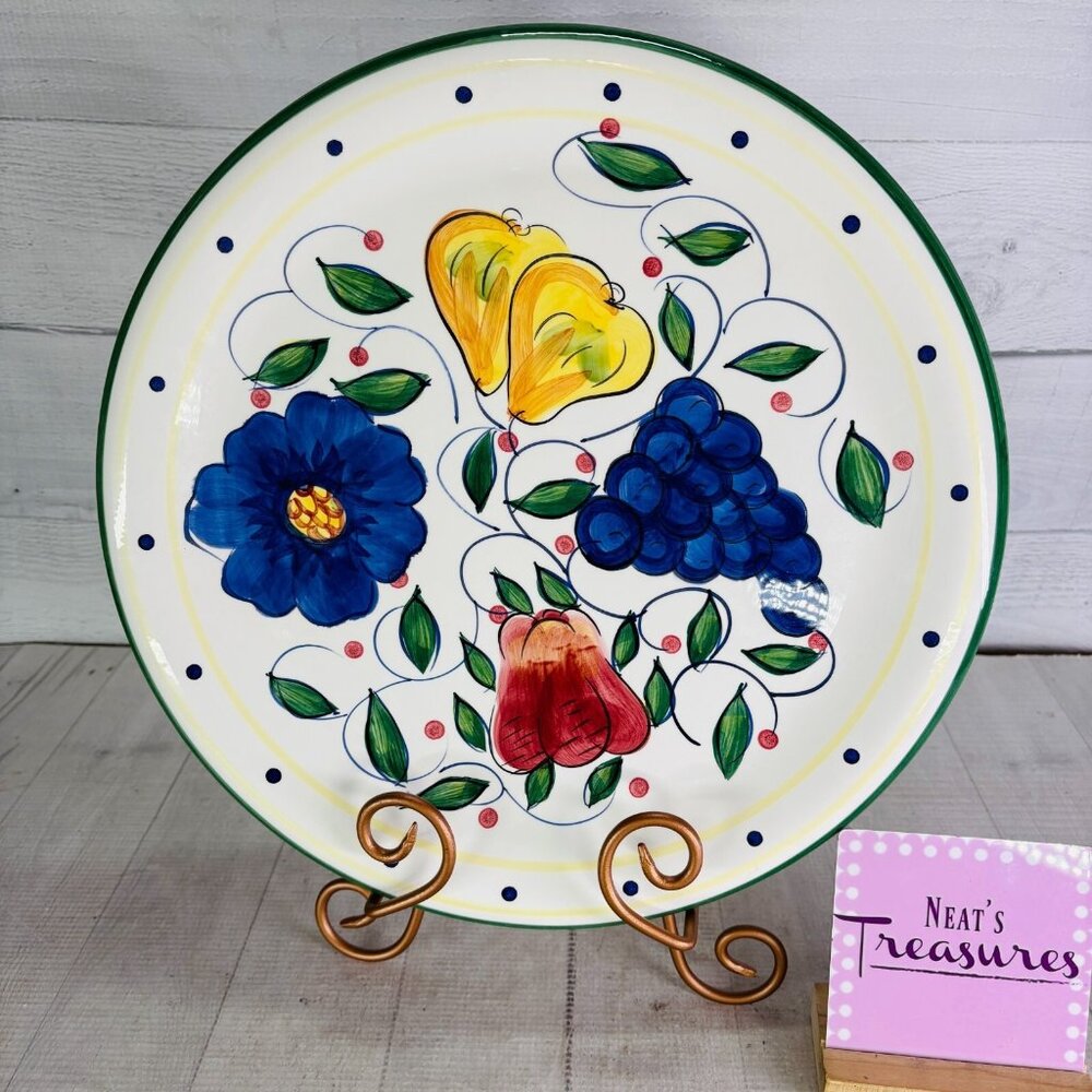 Zrike ALGARVE Blue Flower Grapes Pears Apples Colorful 14" Chop Plate Platter